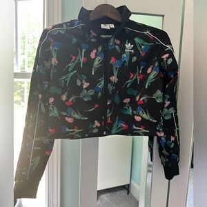 Adidas Women Floral Crop Jacket, size XS.